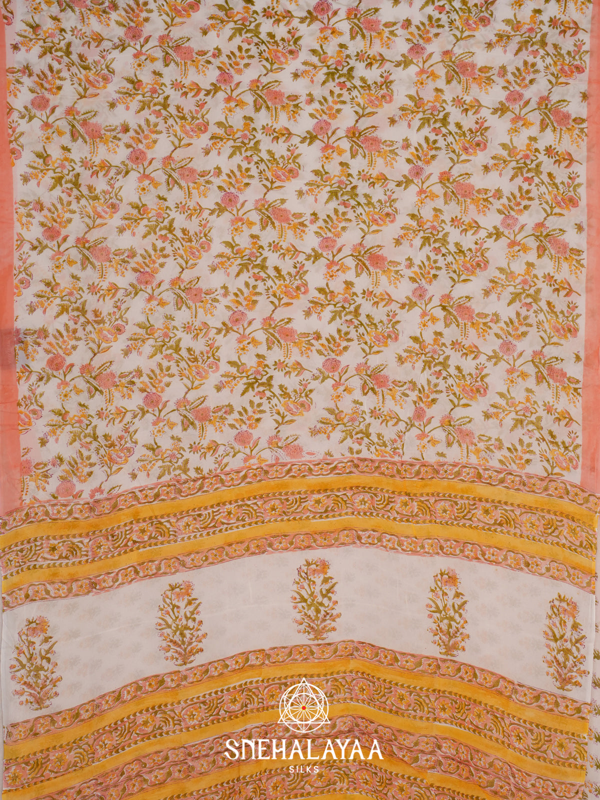 Cream Georgette Saree
