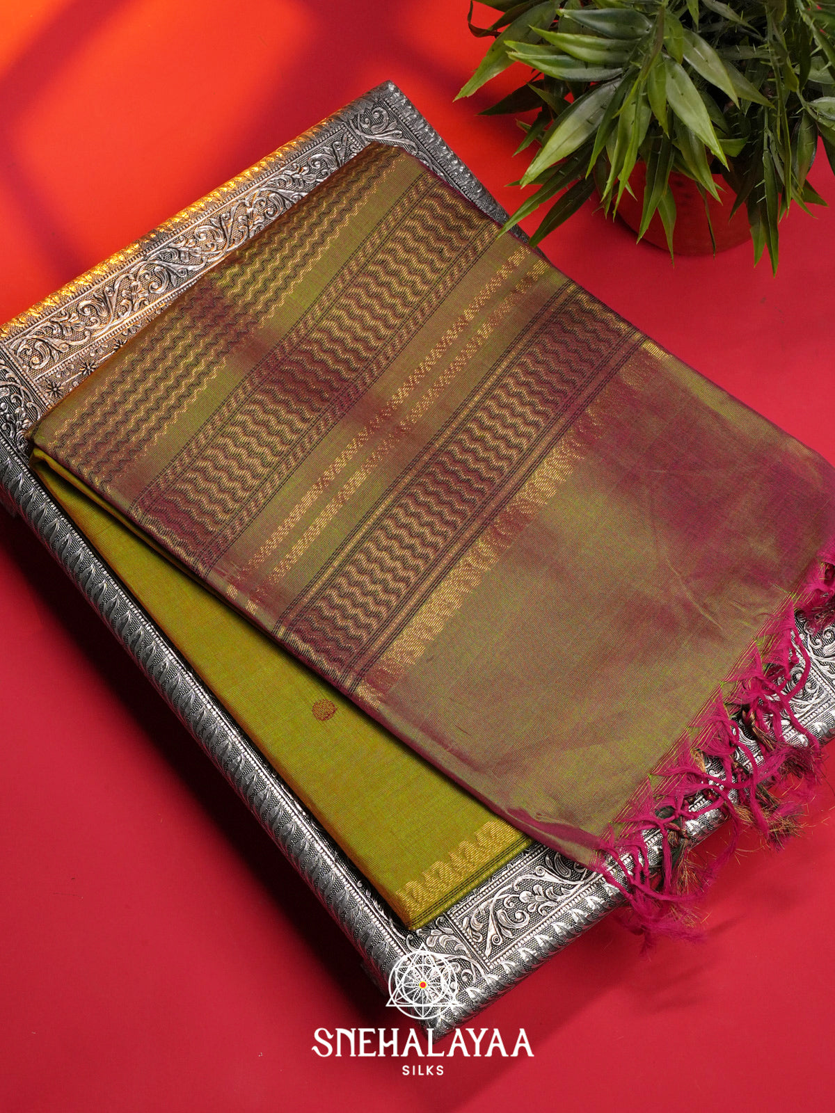 Mehendi Mustard Kuppadam Silk Cotton Saree