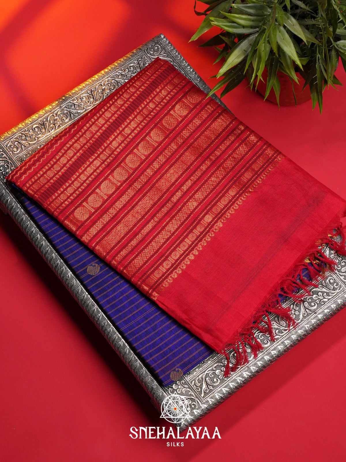Blue Kuppadam Silk Cotton Saree