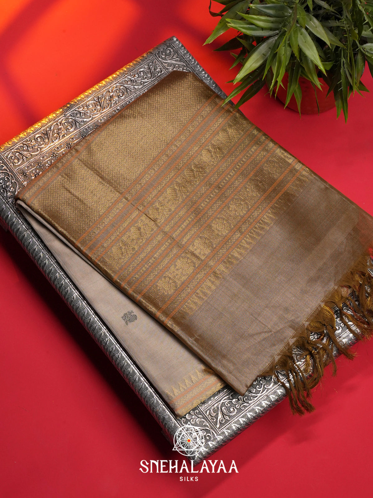 Beige Kuppadam Silk Cotton Saree