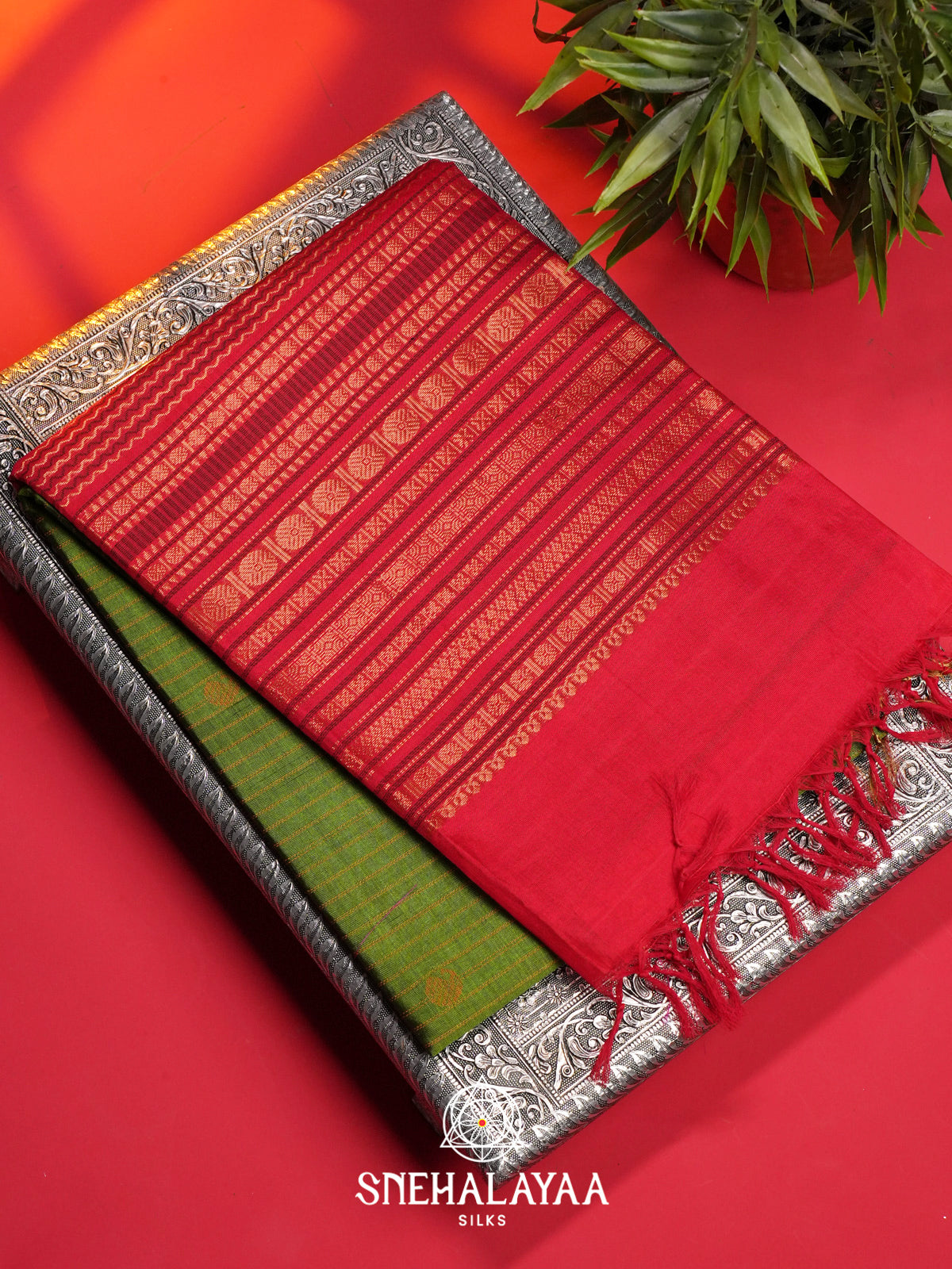 Green Kuppadam Silk Cotton Saree