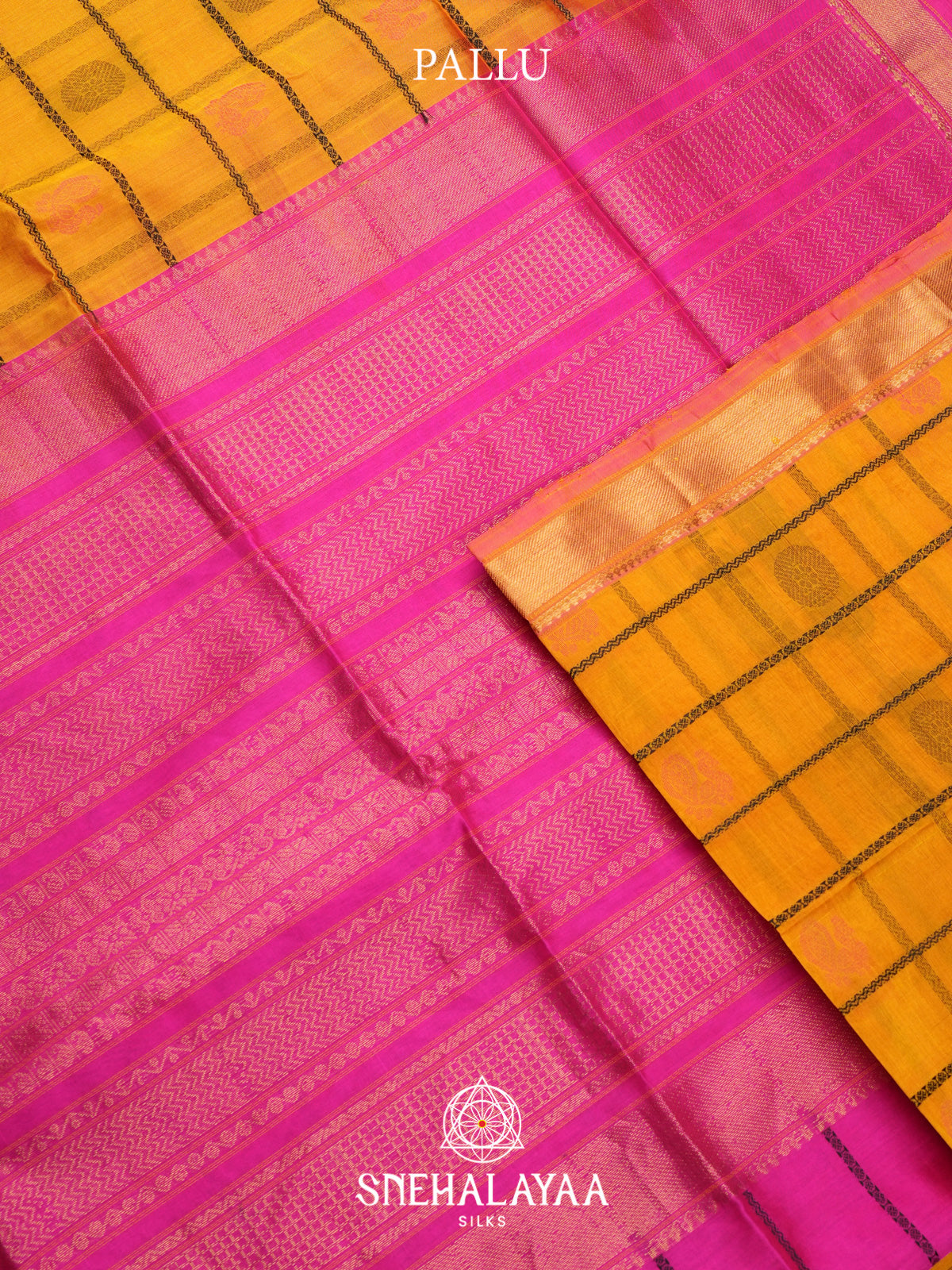 Mustard Yellow Kuppadam Silk Cotton Saree