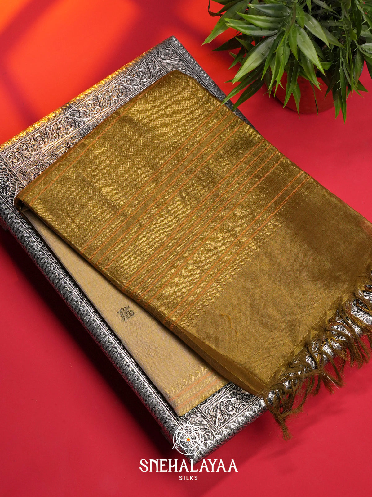 Golden Beige Kuppadam Silk Cotton Saree