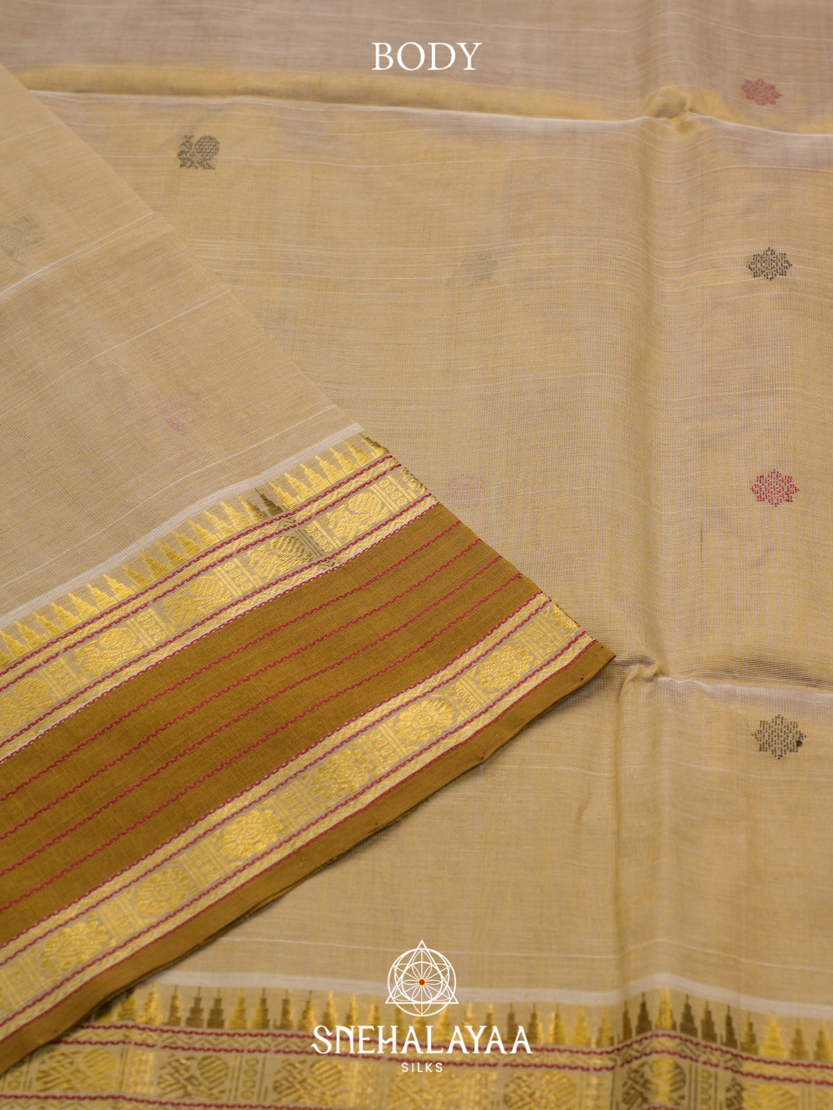 Golden Beige Kuppadam Silk Cotton Saree