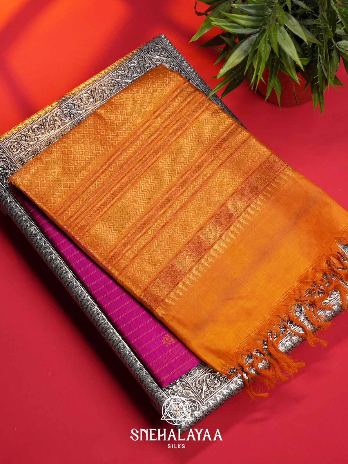 Magenta Kuppadam Silk Cotton Saree