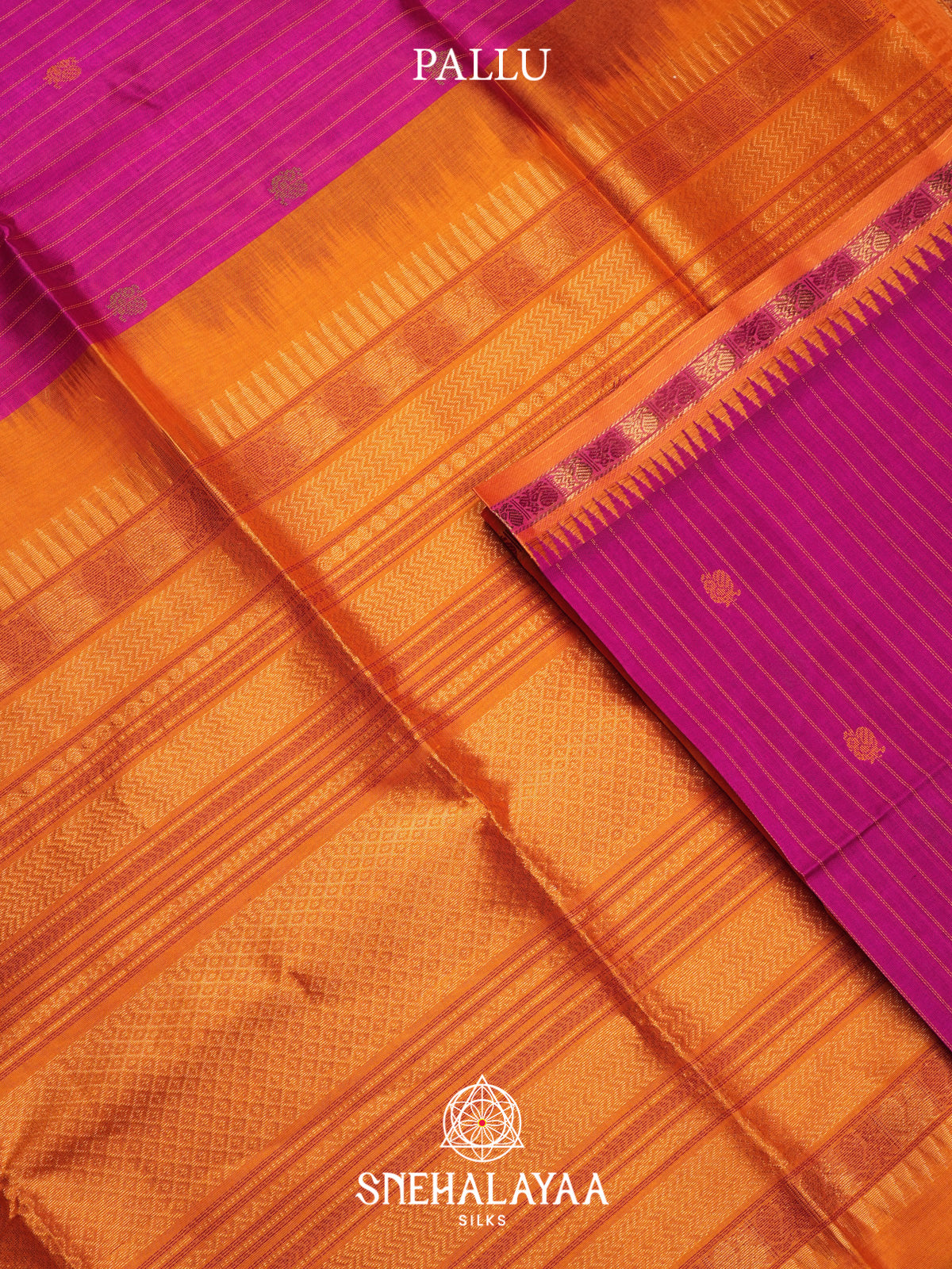 Magenta Kuppadam Silk Cotton Saree