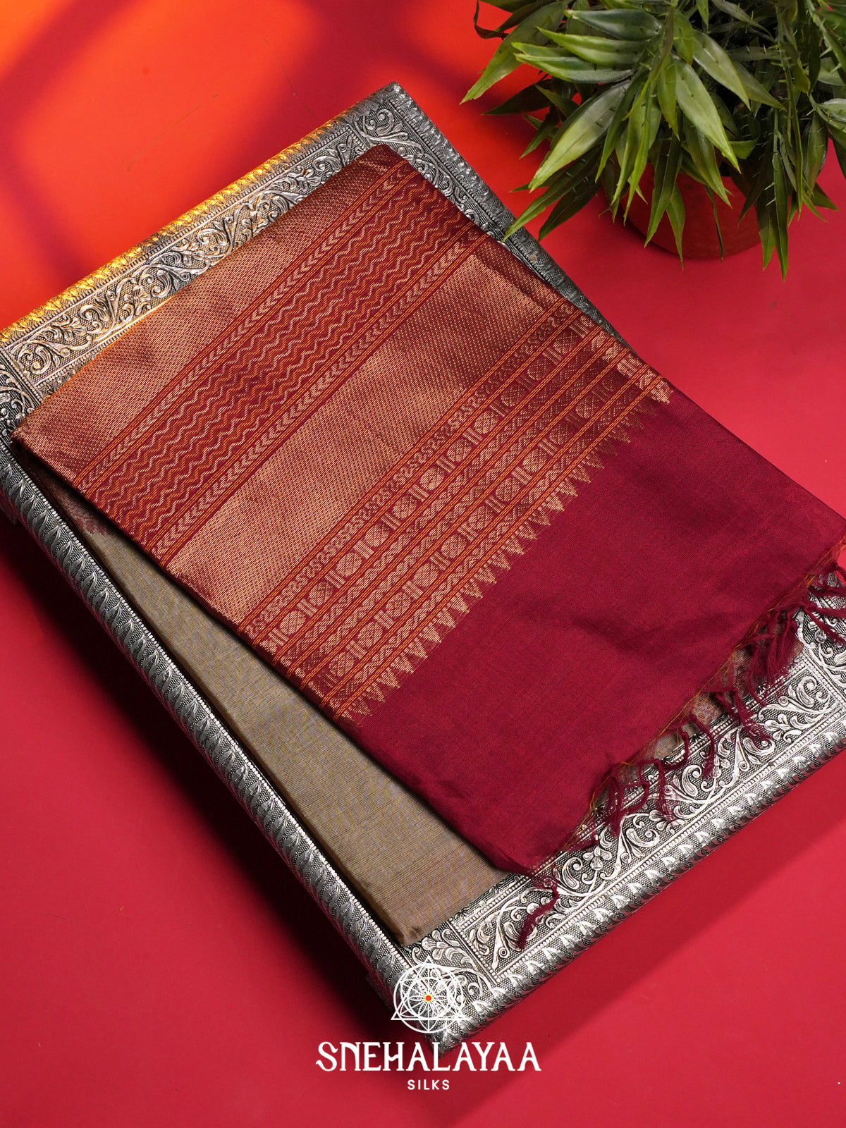 Antique Gold Kuppadam Silk Cotton Saree