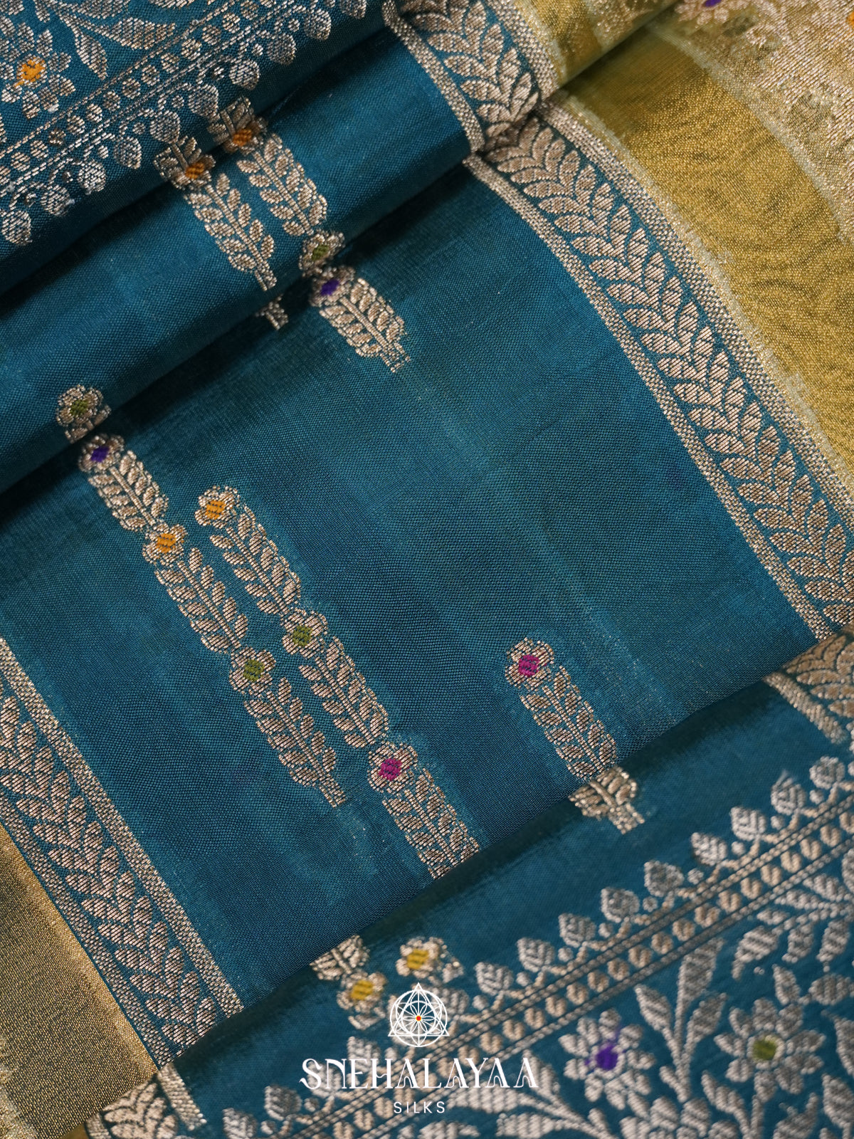 Teal Blue Banaras Saree