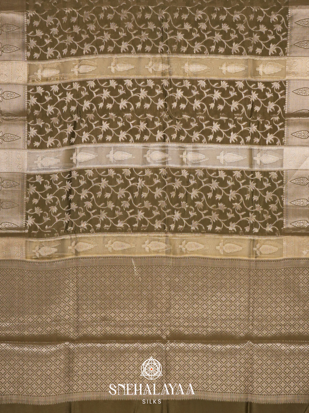 Olive Green Banaras Saree