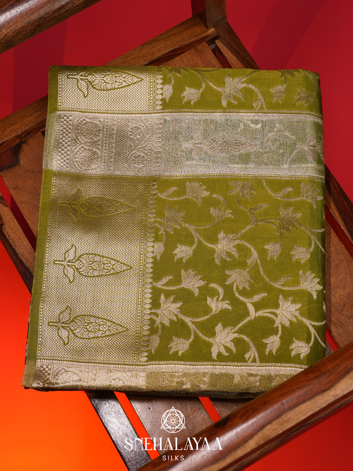 Lime Green Banaras Saree