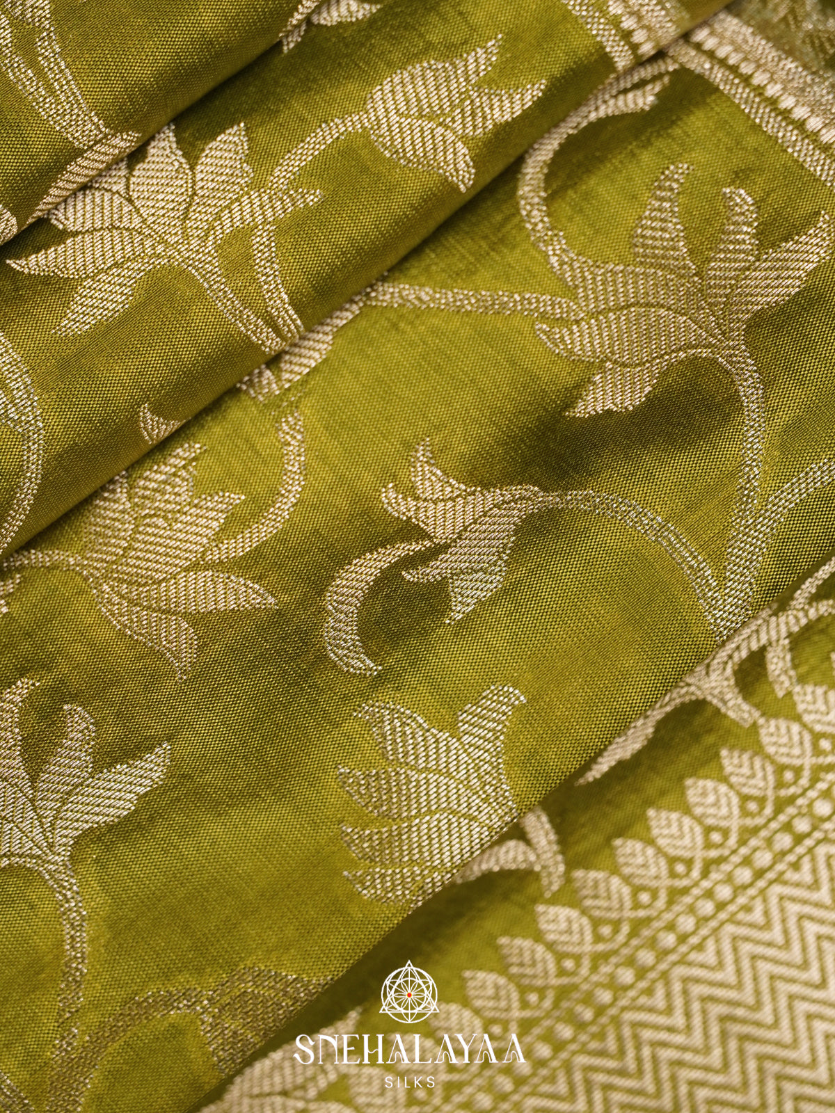 Lime Green Banaras Saree