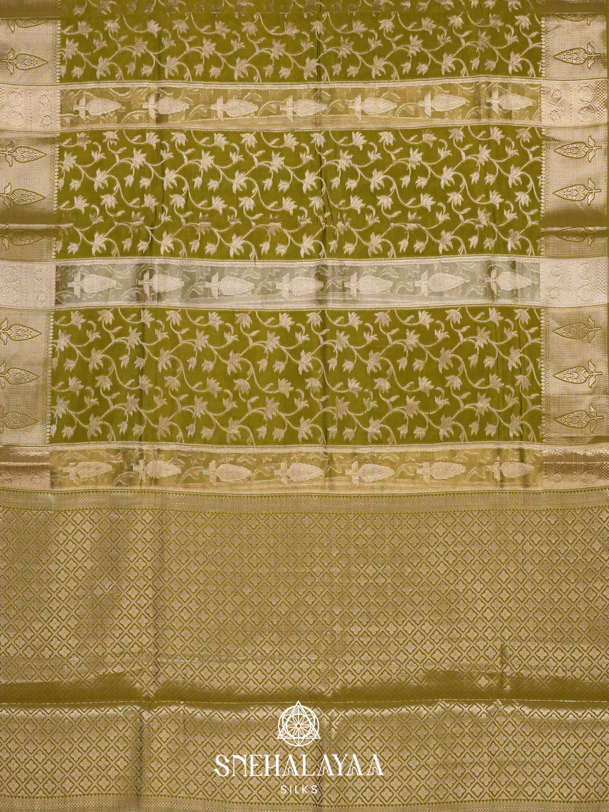 Lime Green Banaras Saree