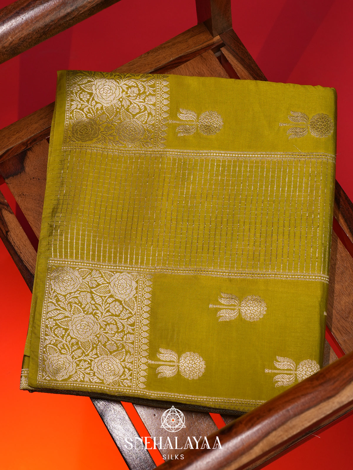 Lime Green Banaras Saree