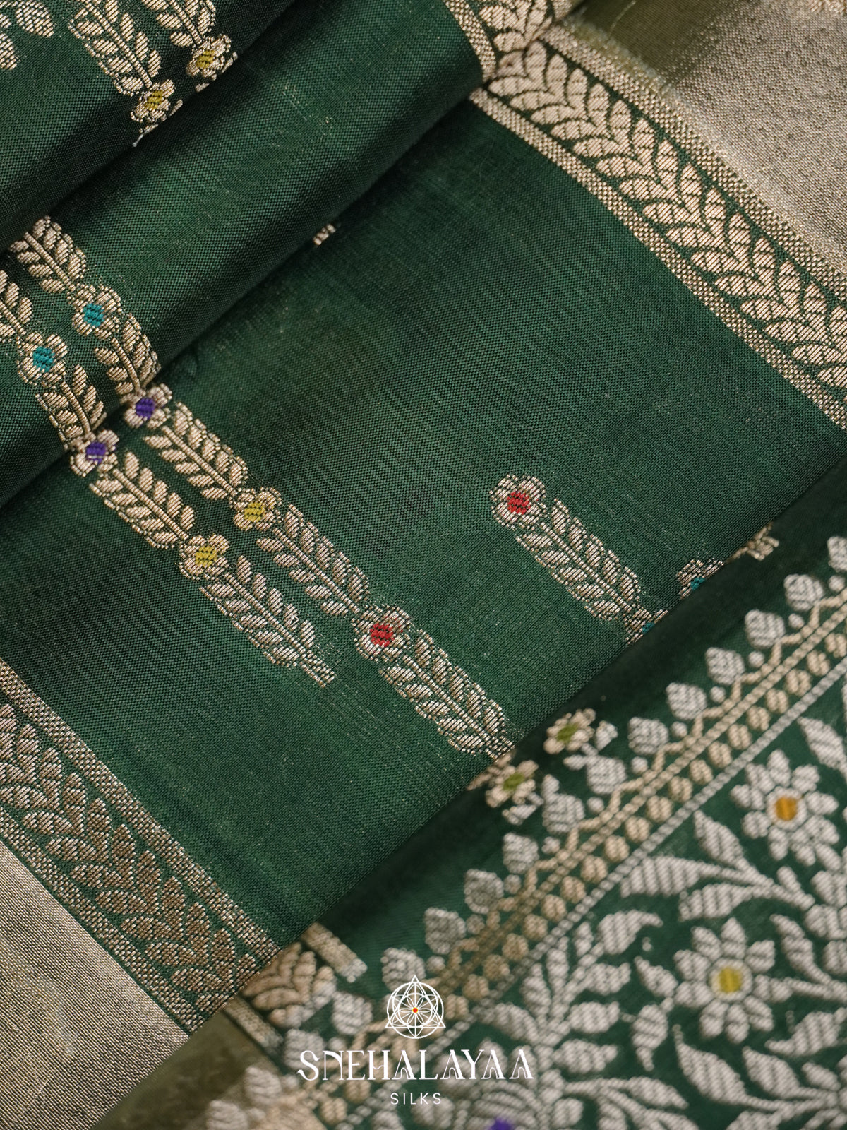 Forest Green Banaras Saree