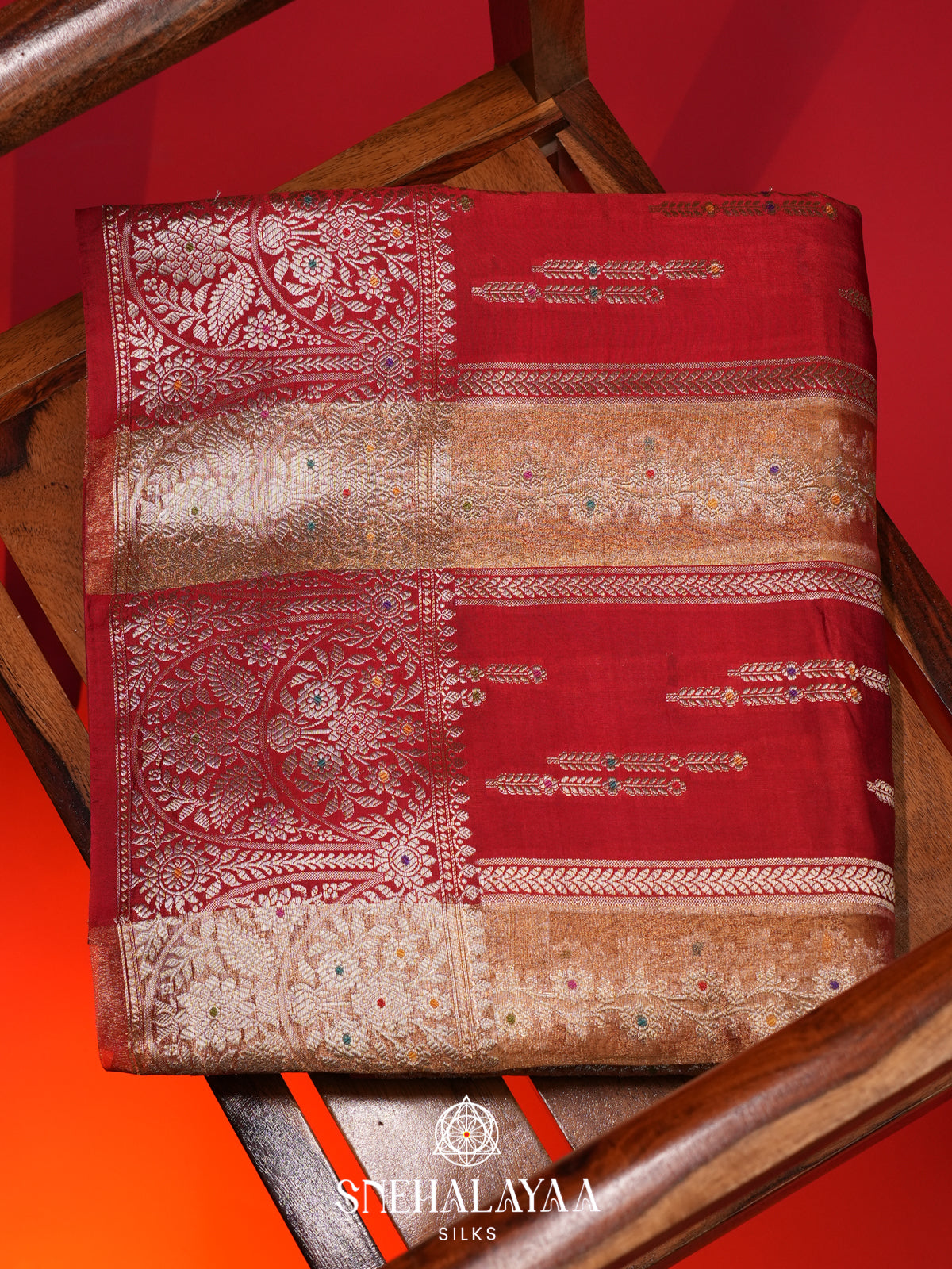 Rust Orange Banaras Saree