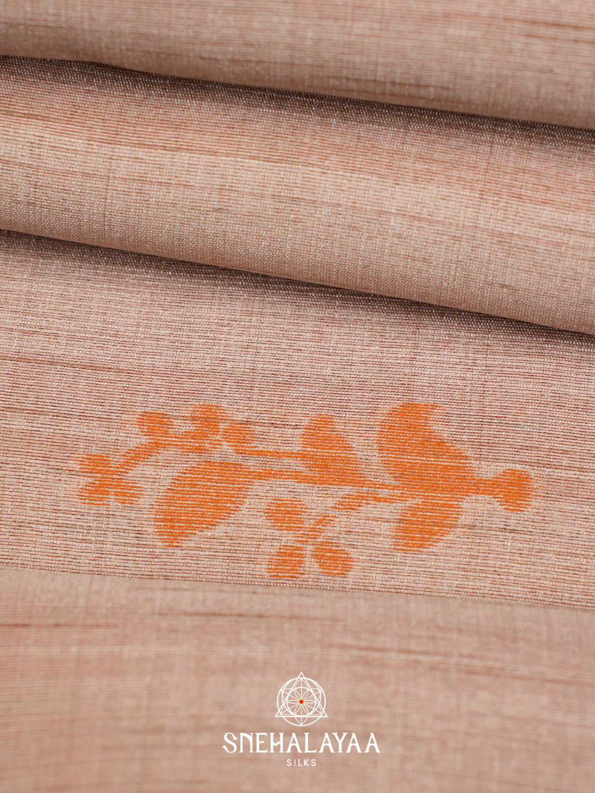 Beige With Maroon Border Tussar Saree