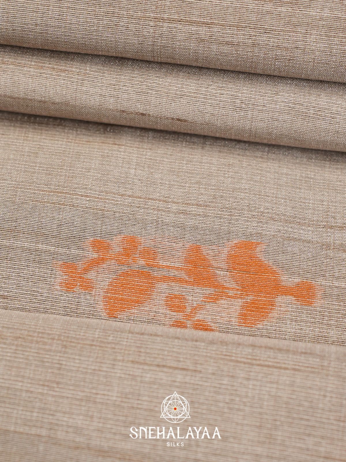 Beige With Black Border Tussar Saree