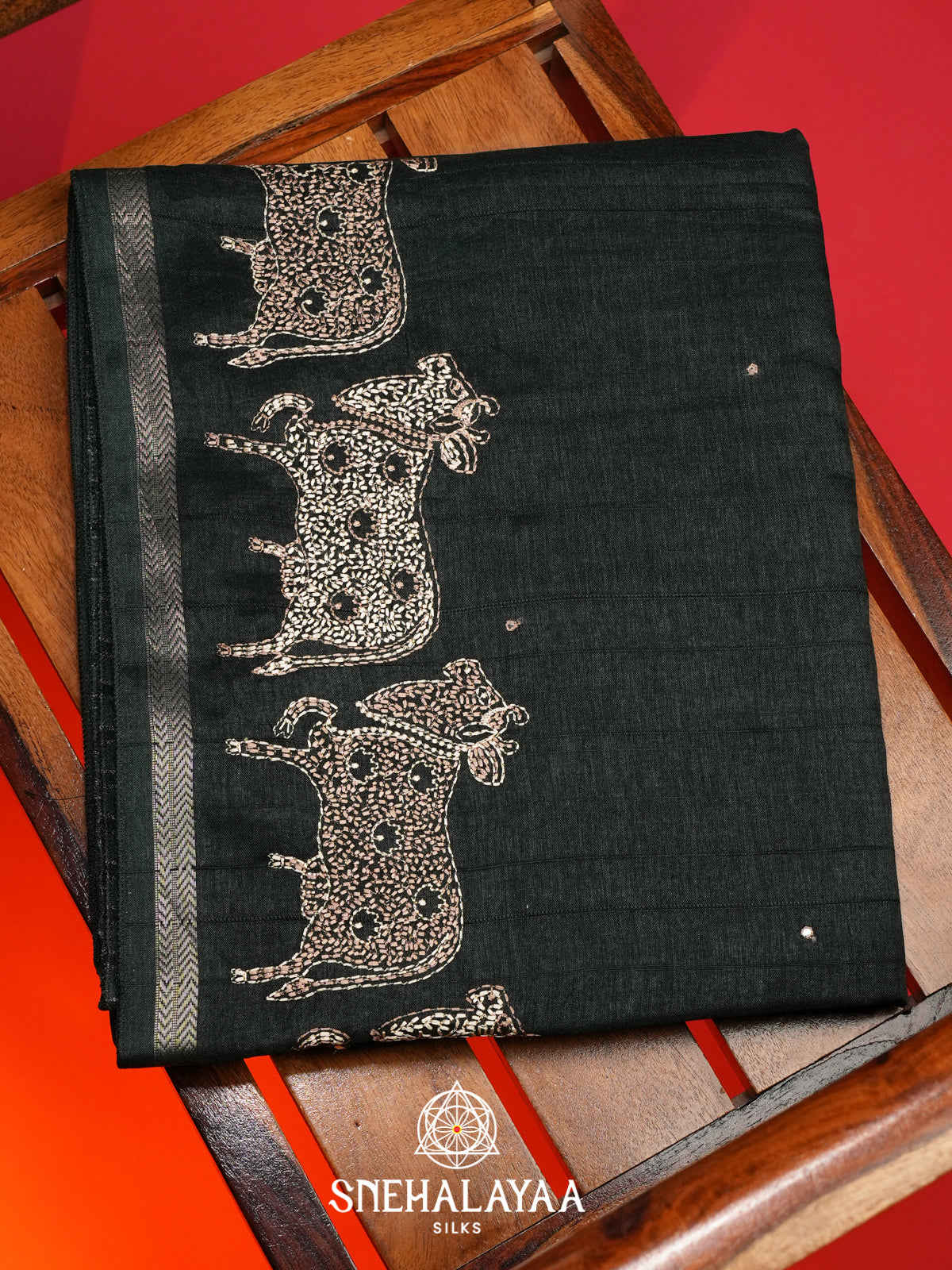 Black Tussar Saree