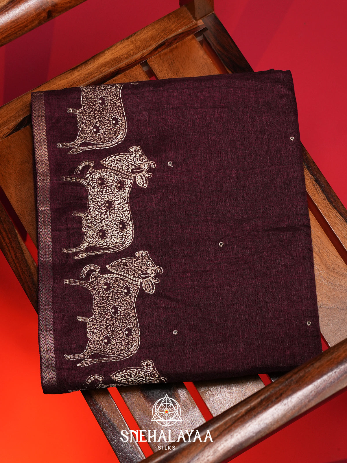 Wine Tussar Saree
