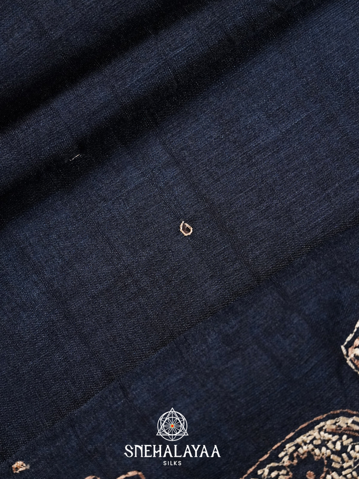 Ink Blue Tussar Saree
