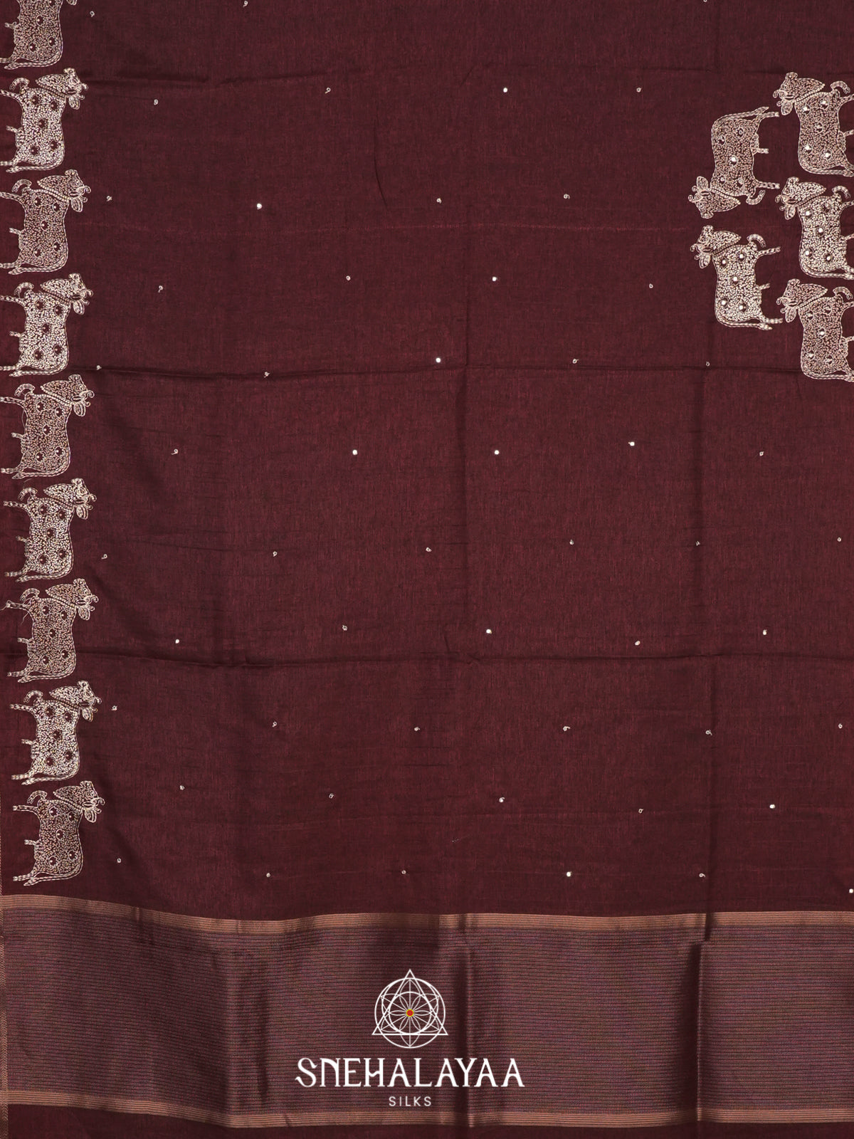 Maroon Tussar Saree