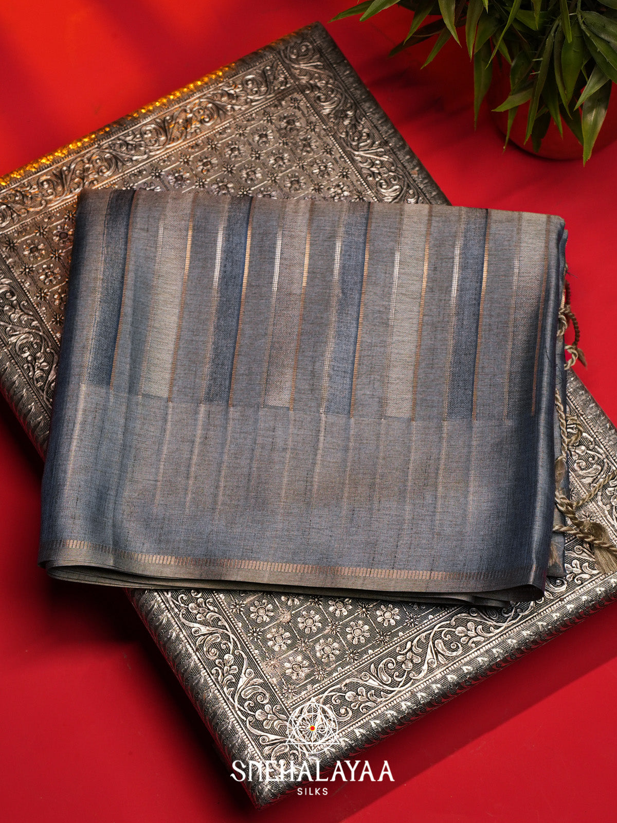 Blue Tussar Saree