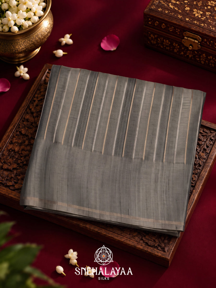 Grey Tussar Saree