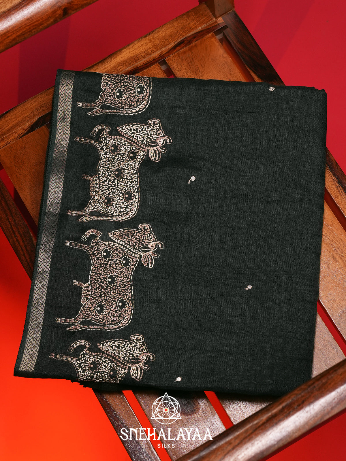 Forest Green Tussar Saree