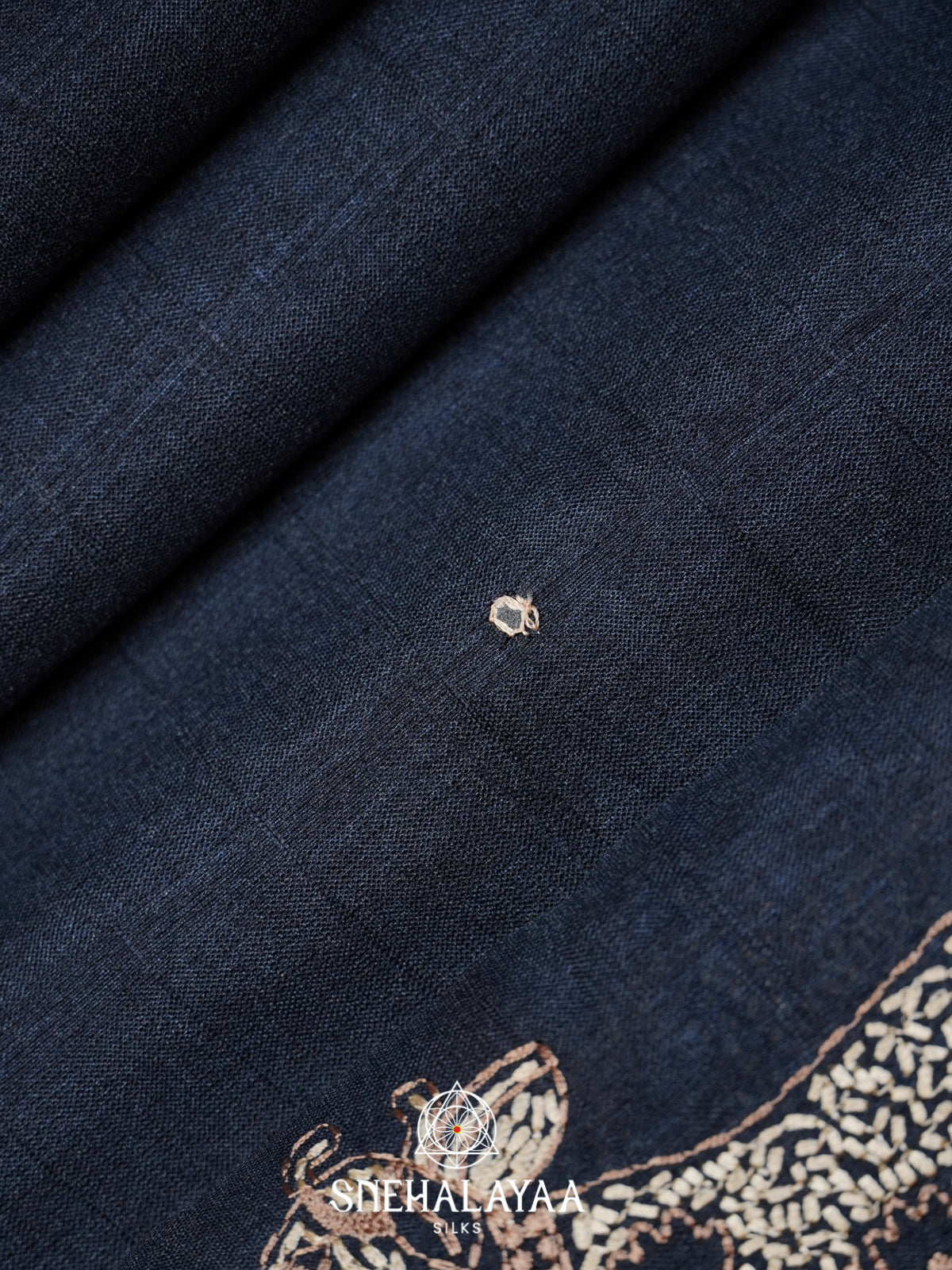 Navy Blue Tussar Saree