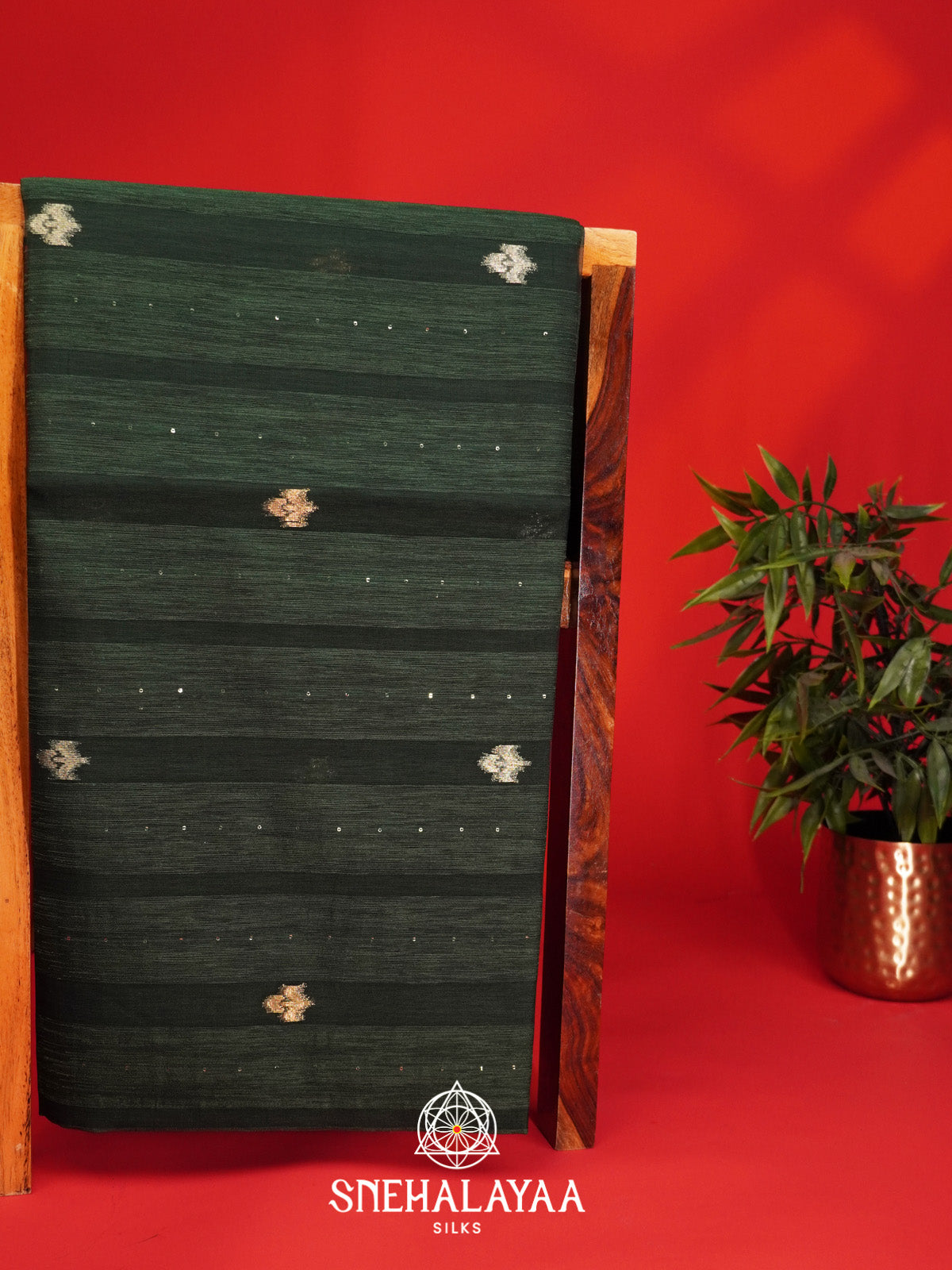 Forest Green Organza Saree