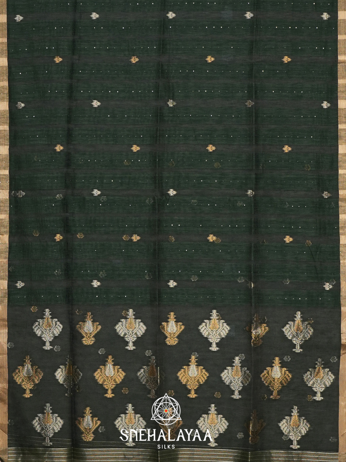 Forest Green Organza Saree