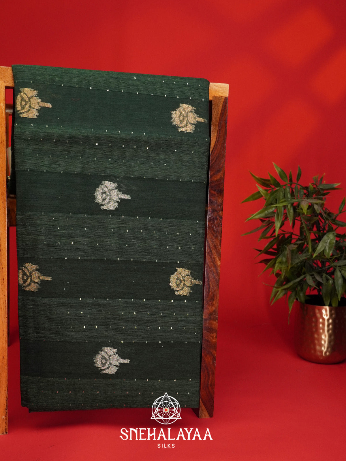 Forest Green Organza Saree
