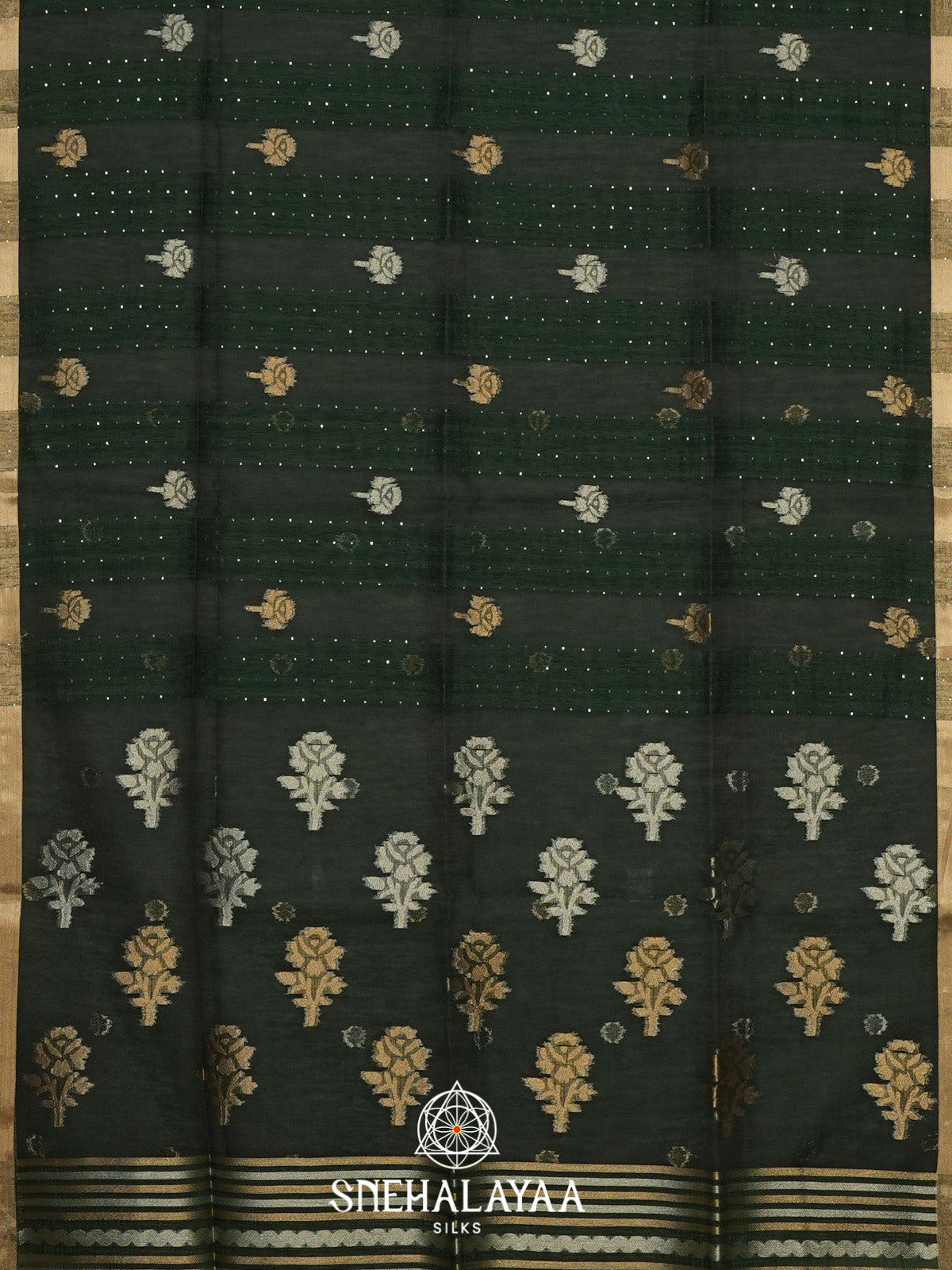 Forest Green Organza Saree
