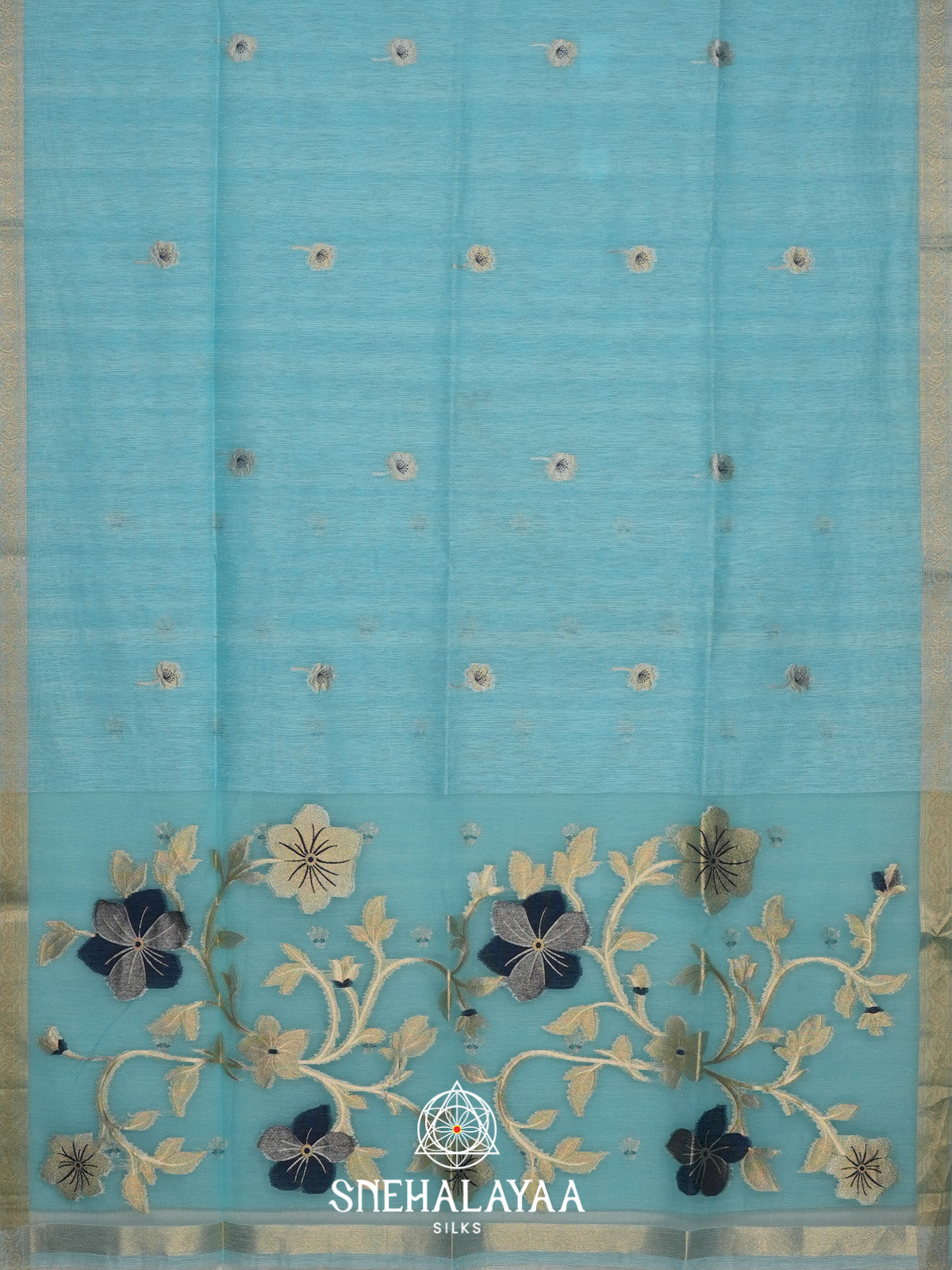 Aqua Blue Matka Tussar Saree