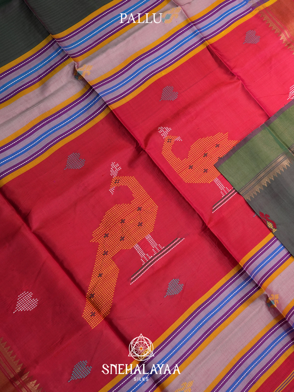 Charcoal Green Behrampuri Silk Saree