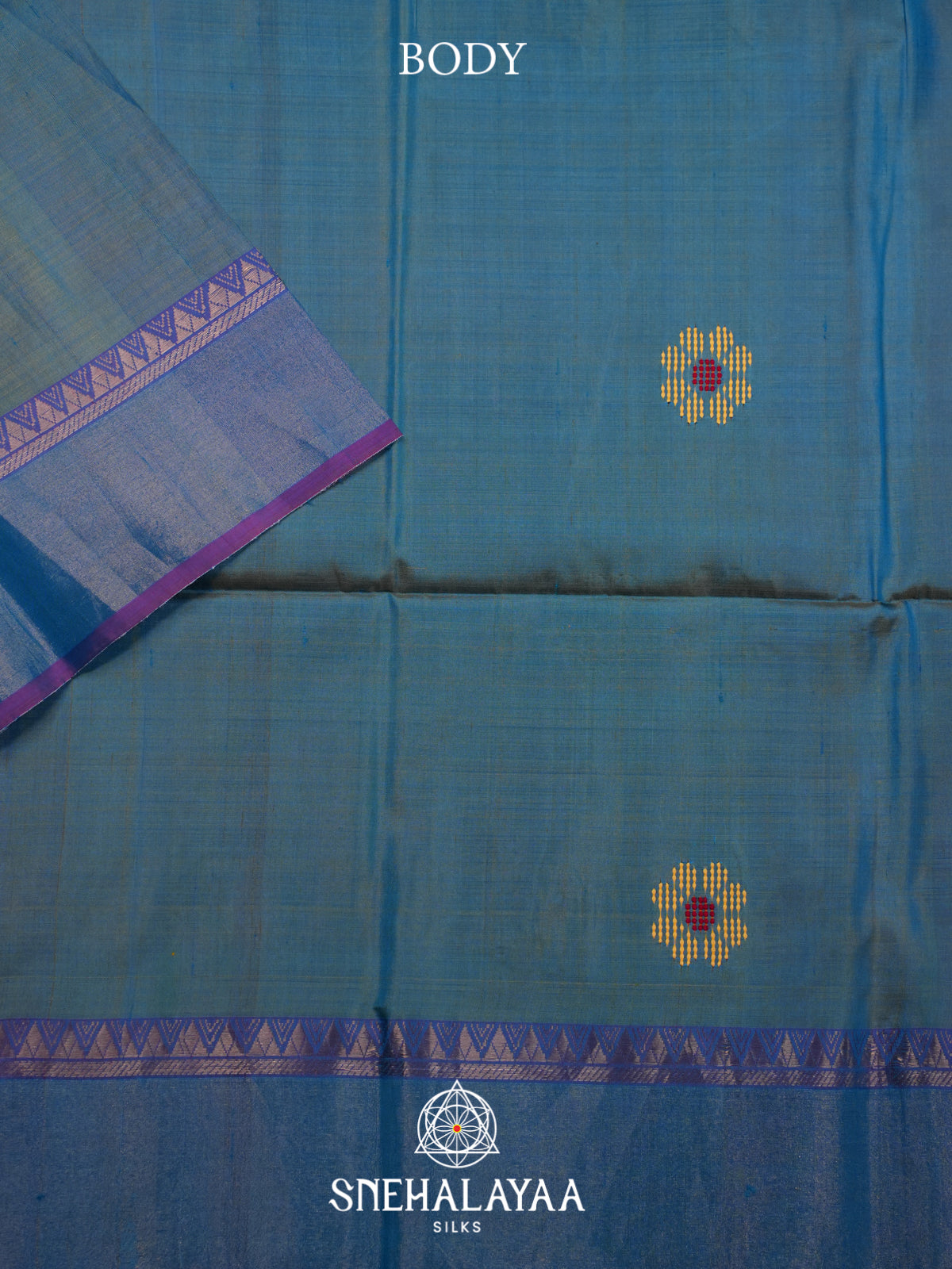Teal Blue Behrampuri Silk Saree