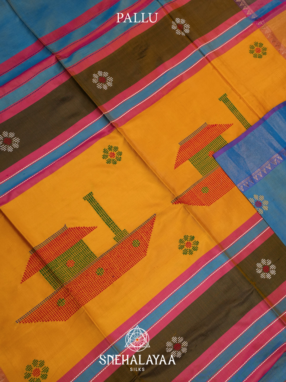 Teal Blue Behrampuri Silk Saree