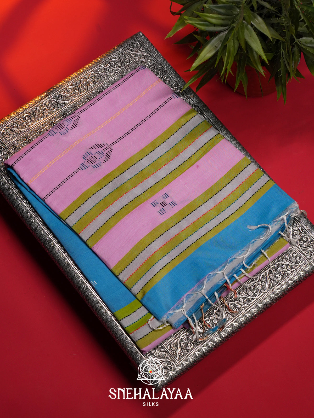 Sky Blue Behrampuri Silk Saree