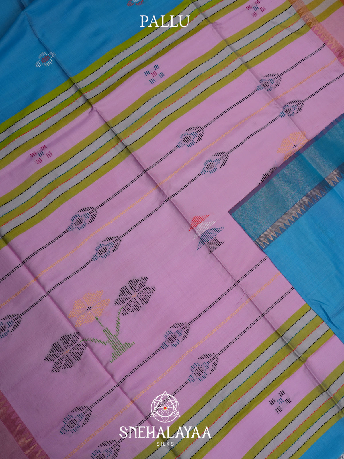 Sky Blue Behrampuri Silk Saree
