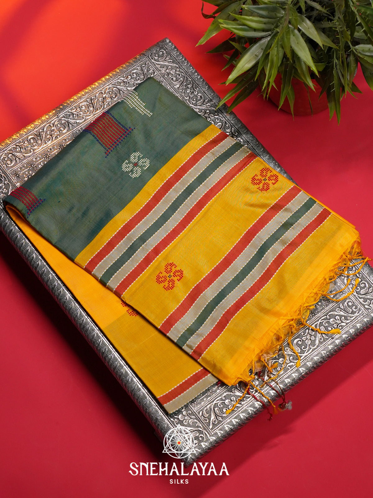 Yellow Behrampuri Silk Saree