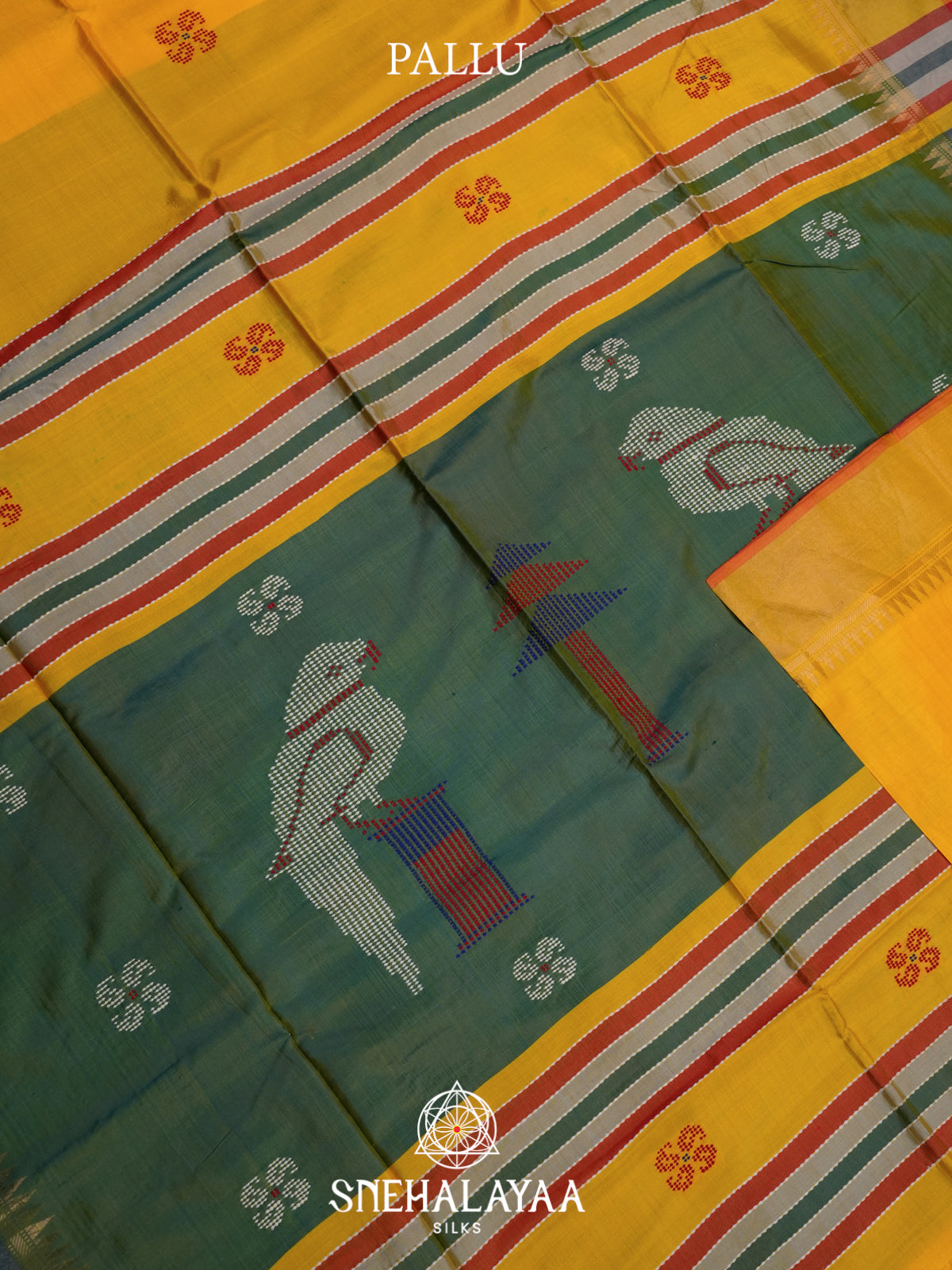 Yellow Behrampuri Silk Saree