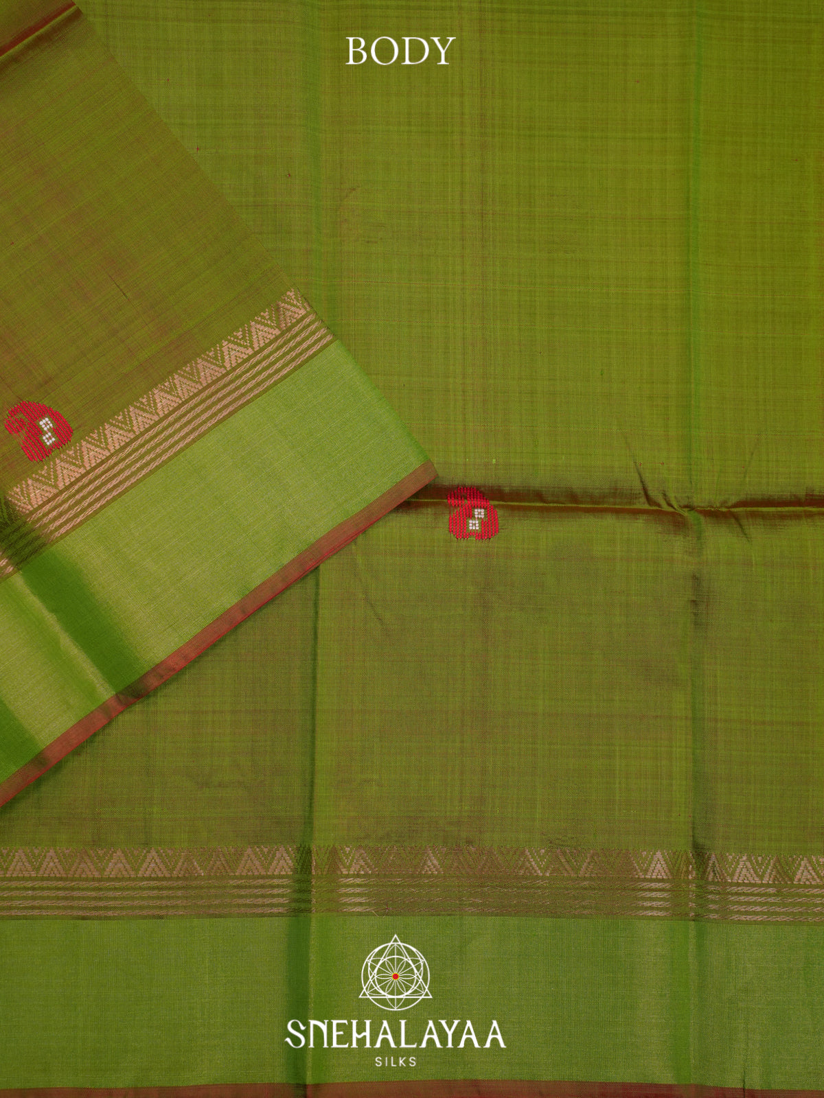 Olive Green Behrampuri Silk Saree