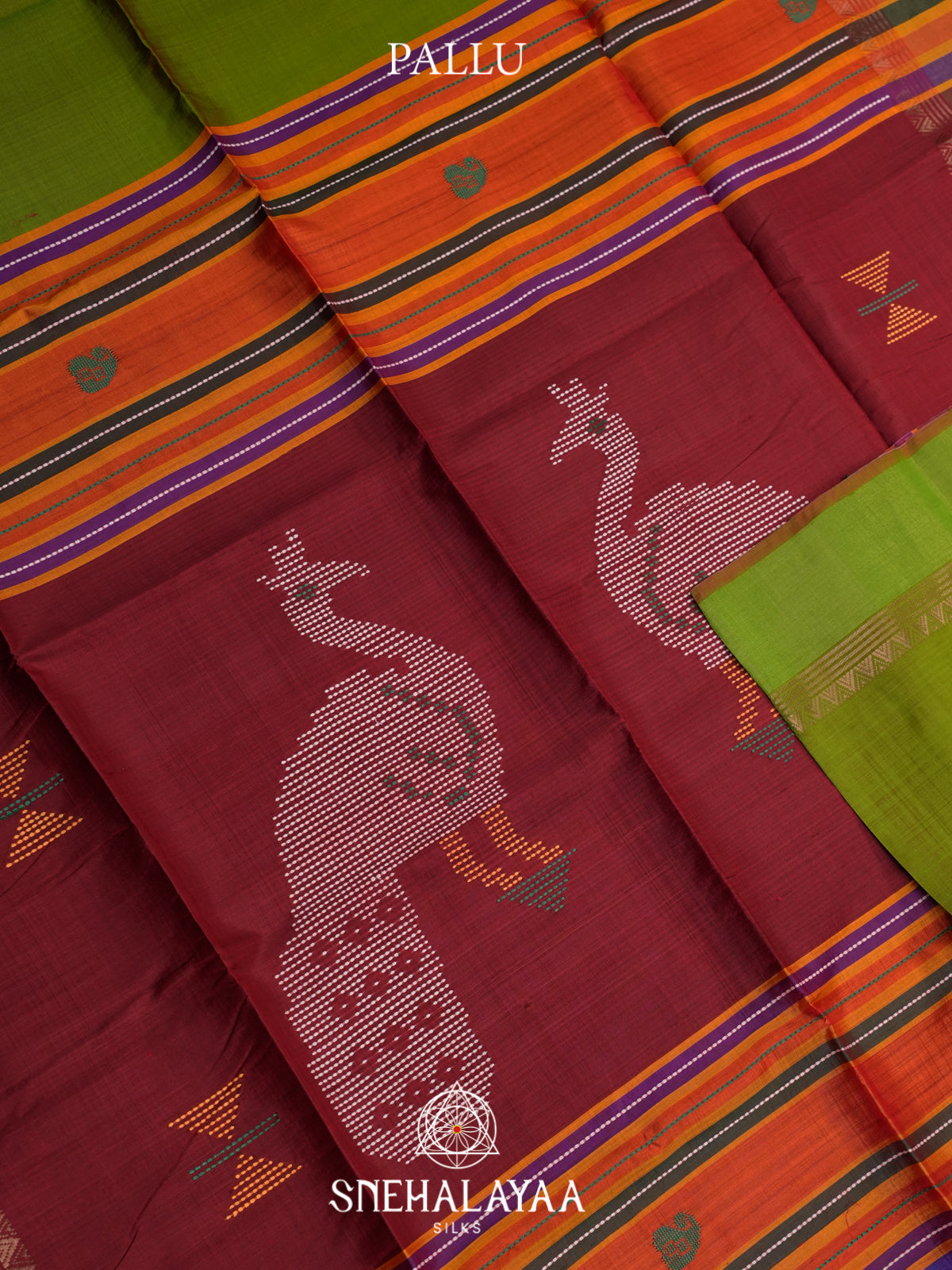 Olive Green Behrampuri Silk Saree