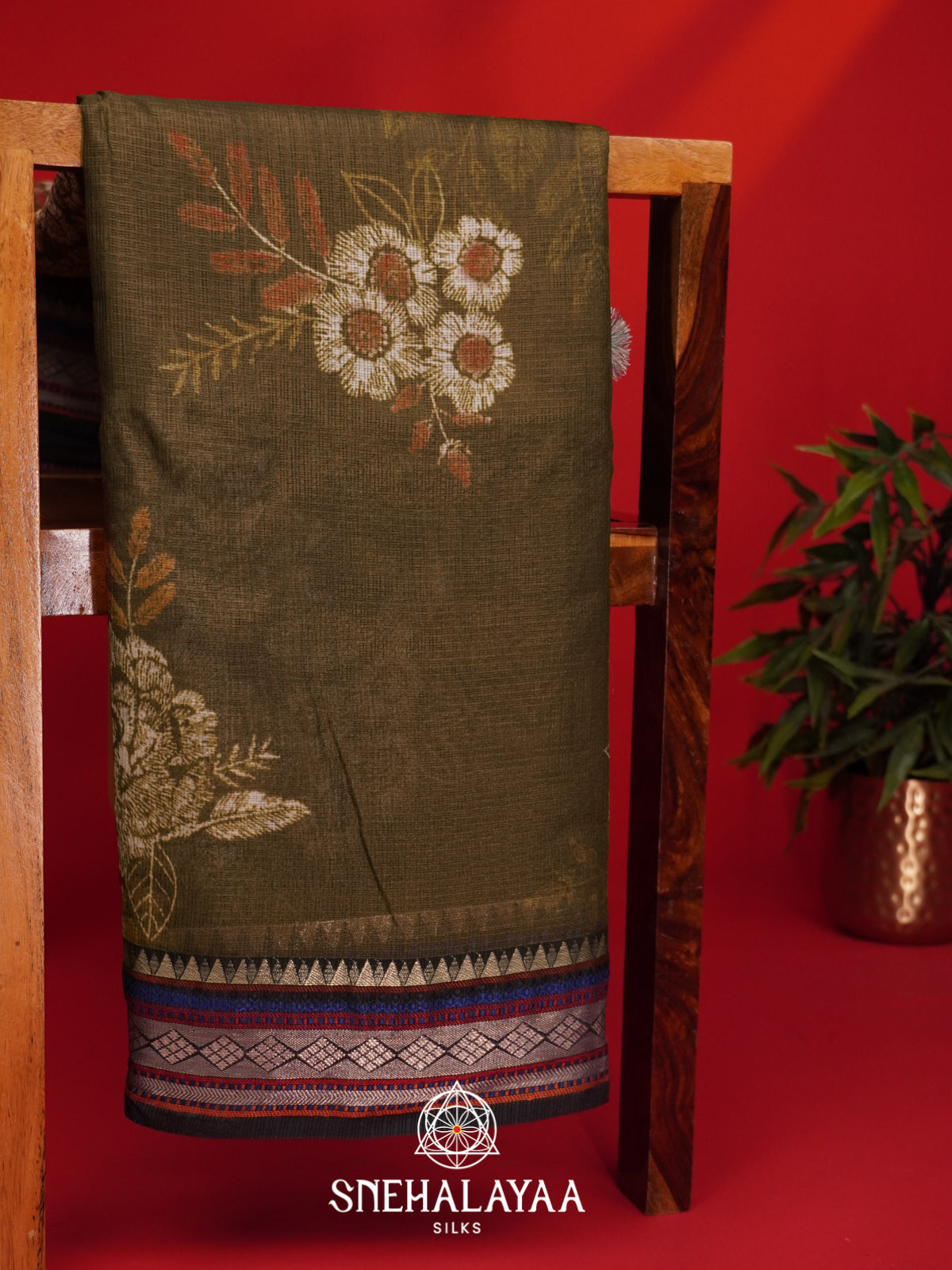 Olive Green Kota Saree