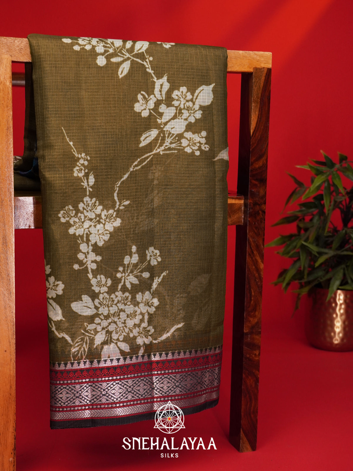 Olive Brown Kota Saree