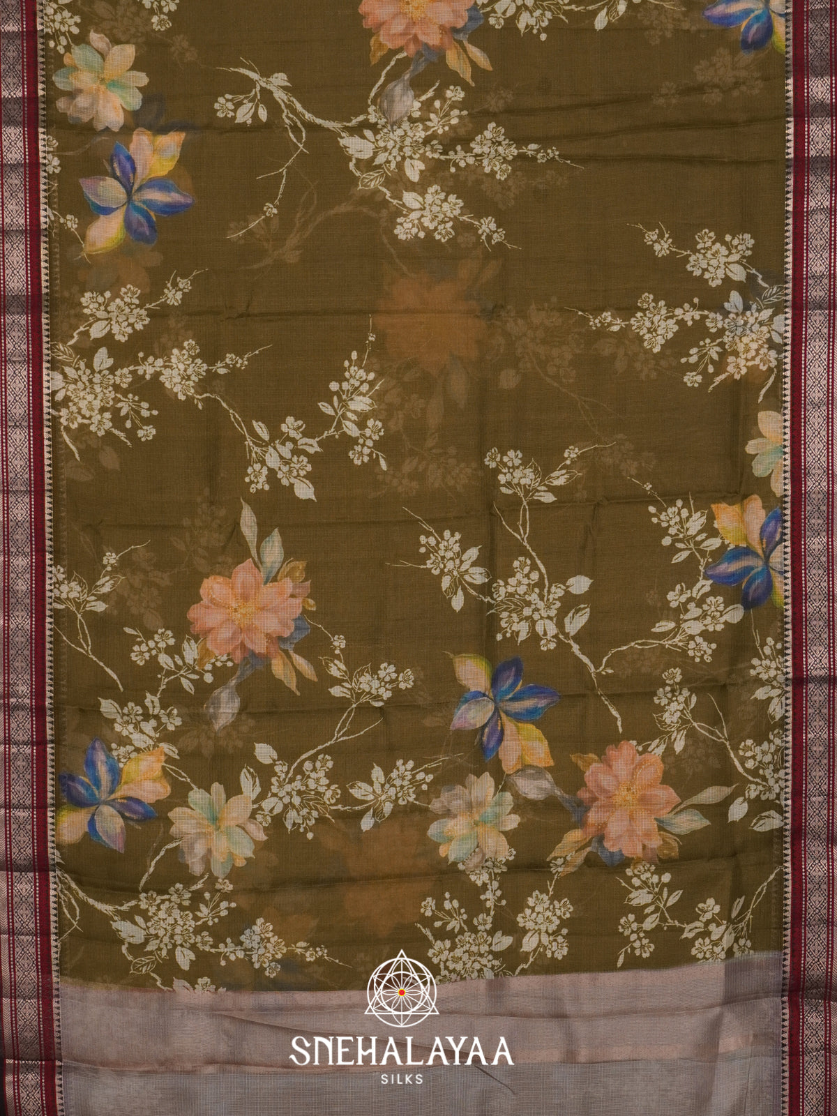 Olive Brown Kota Saree