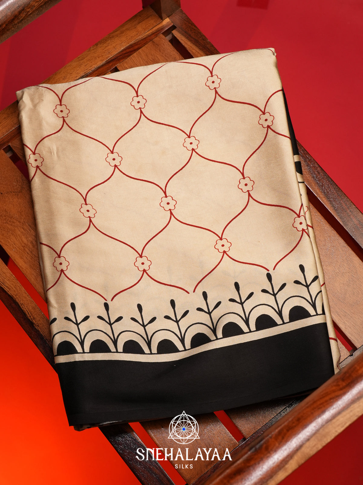 Cream Modal Silk Saree