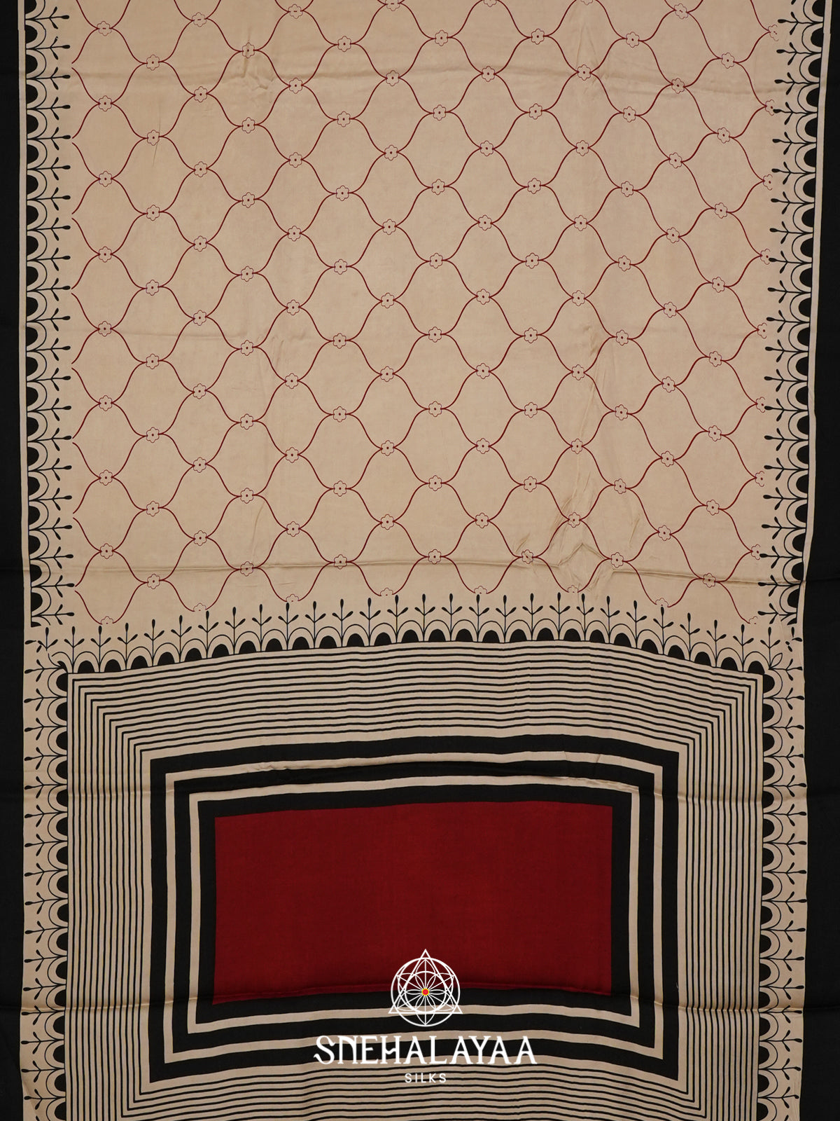 Cream Modal Silk Saree