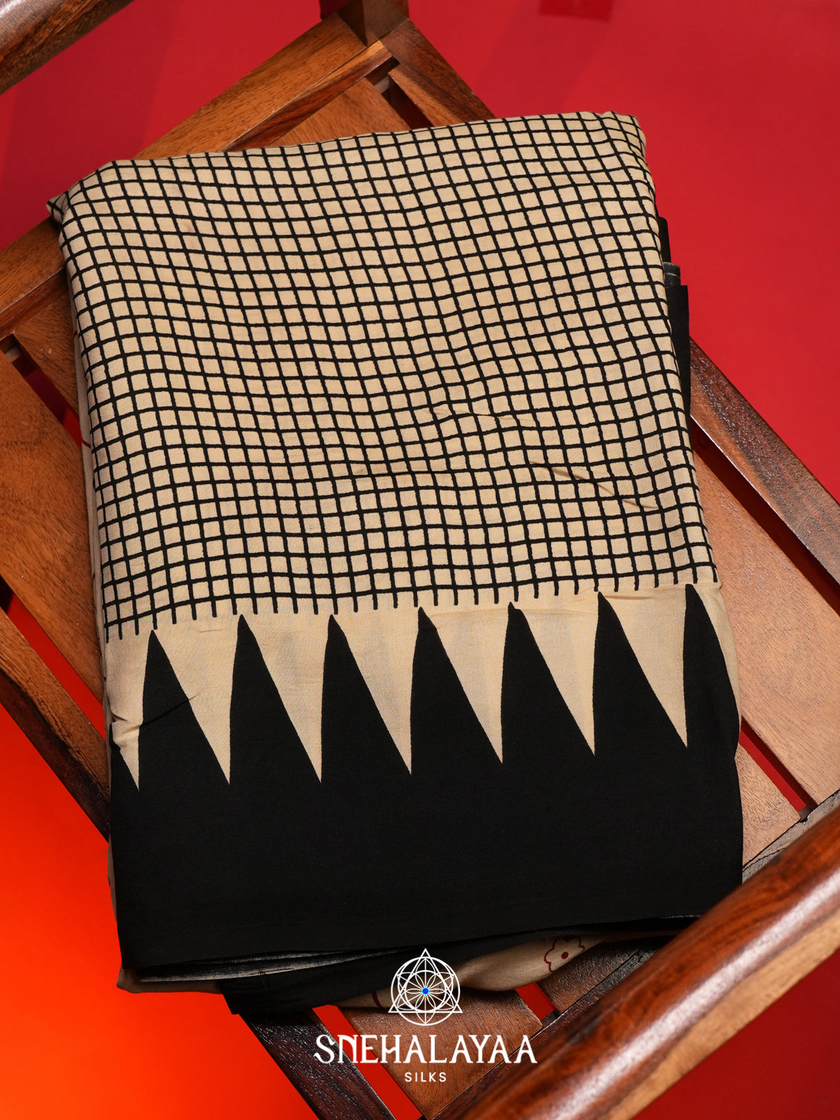 Cream With Black Border Modal Silk Saree