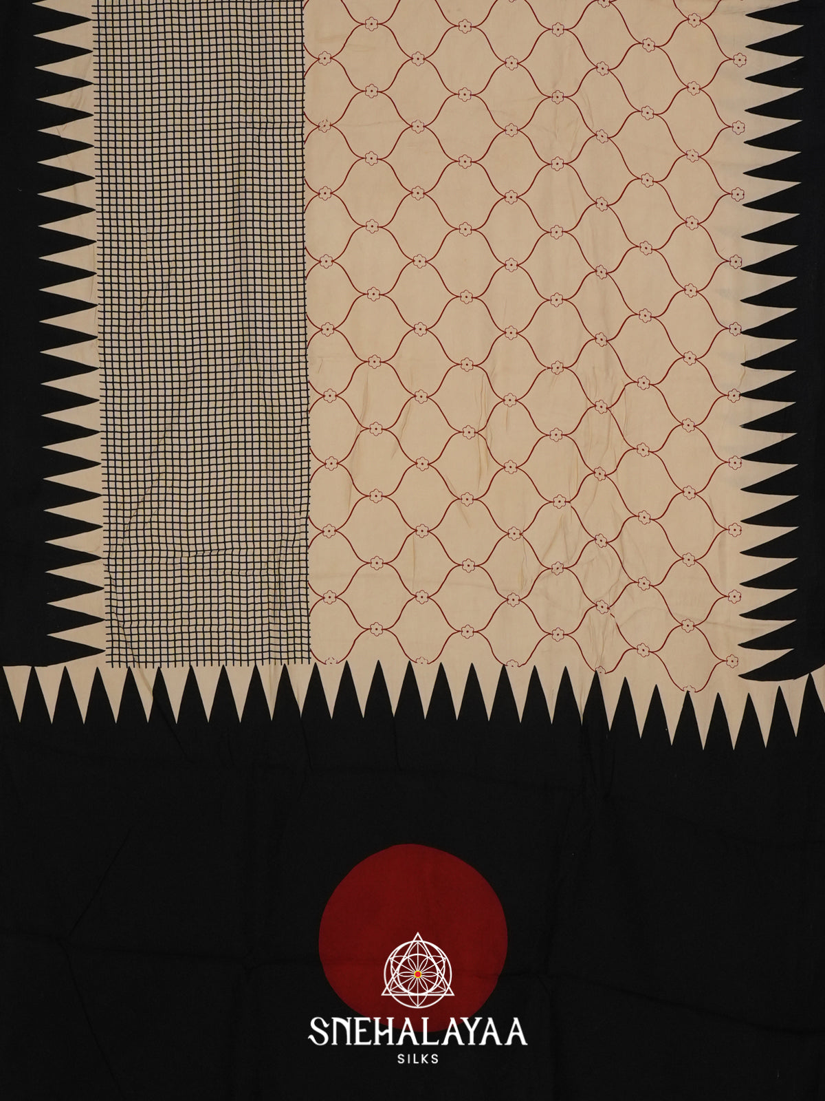 Cream With Black Border Modal Silk Saree